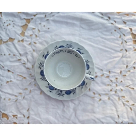 Wood and Sons Old Vienna Blue White Ironstone Tea Cup Saucer Set England Vintage - Picture 2 of 7